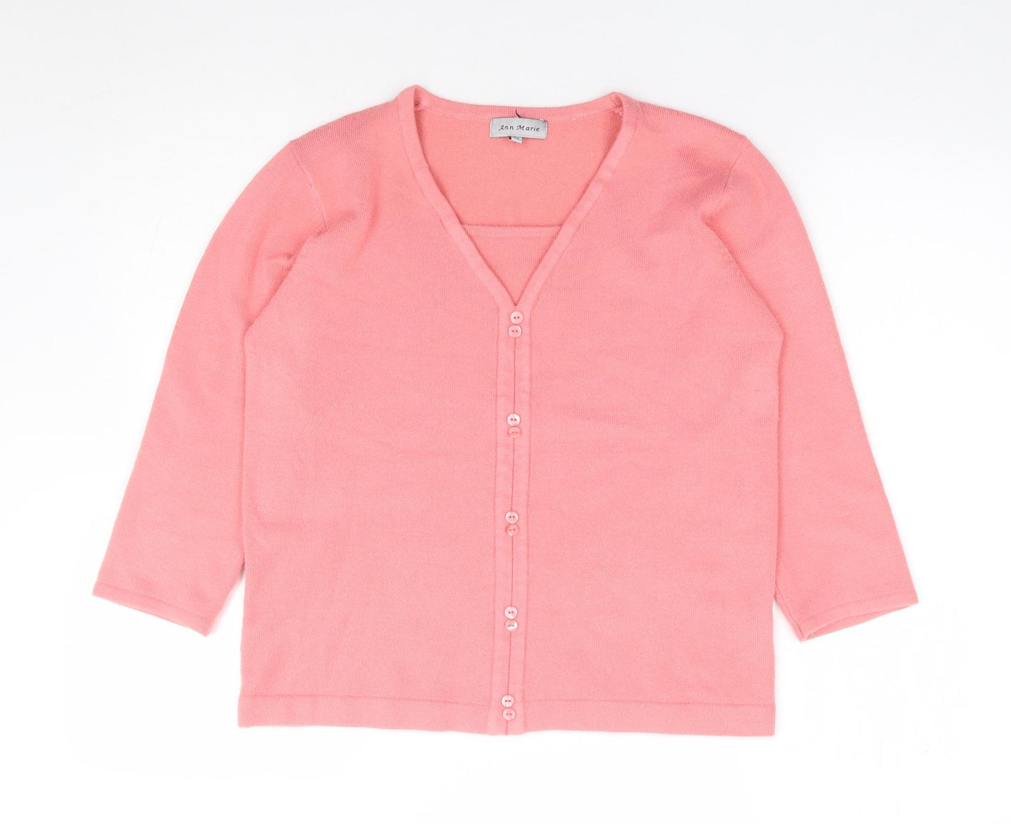 Ann Marie Womens Pink Square Neck  Acrylic Pullover Jumper Size M