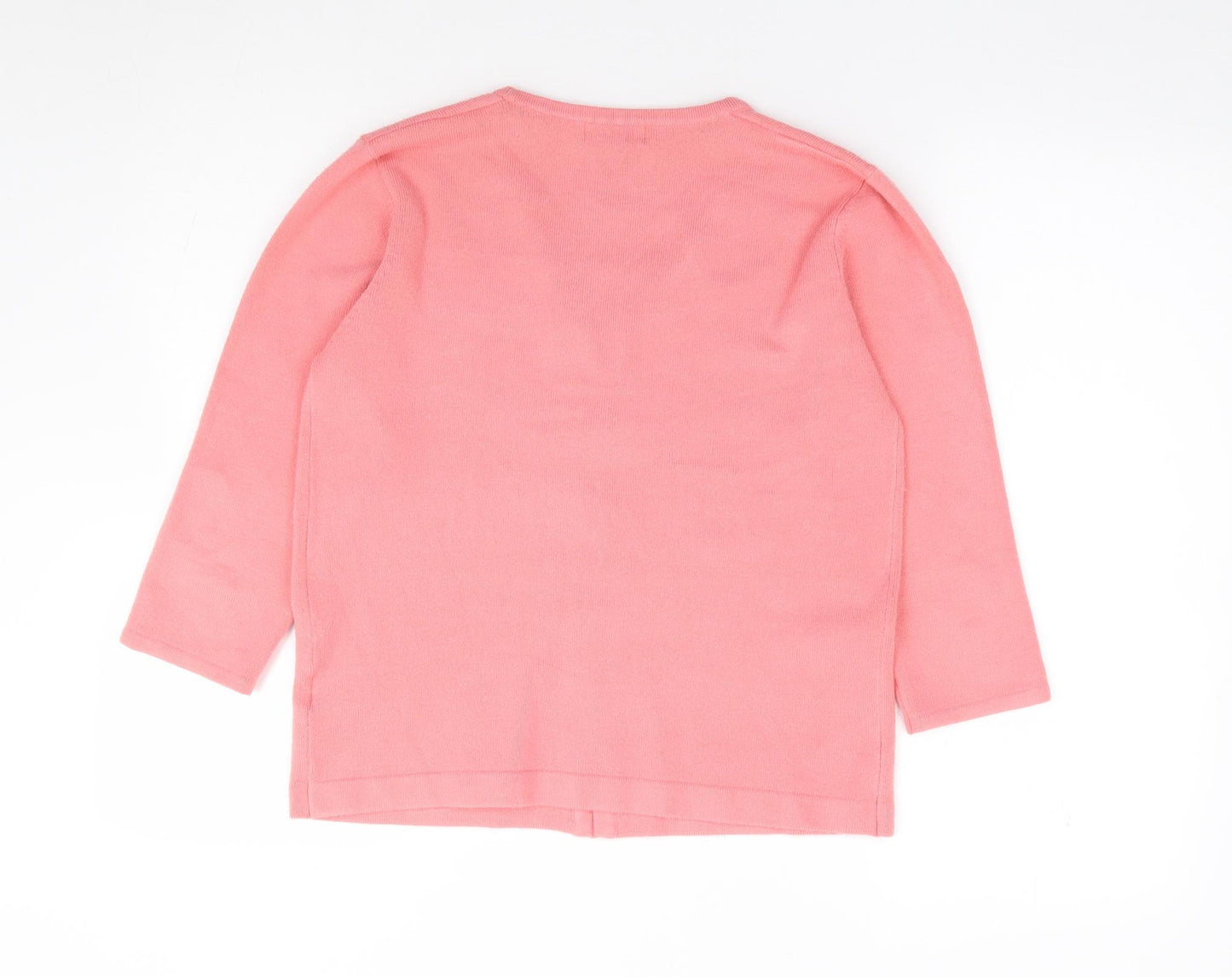 Ann Marie Womens Pink Square Neck  Acrylic Pullover Jumper Size M