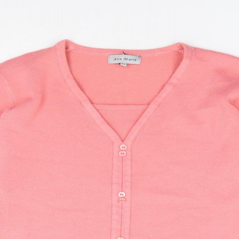 Ann Marie Womens Pink Square Neck  Acrylic Pullover Jumper Size M