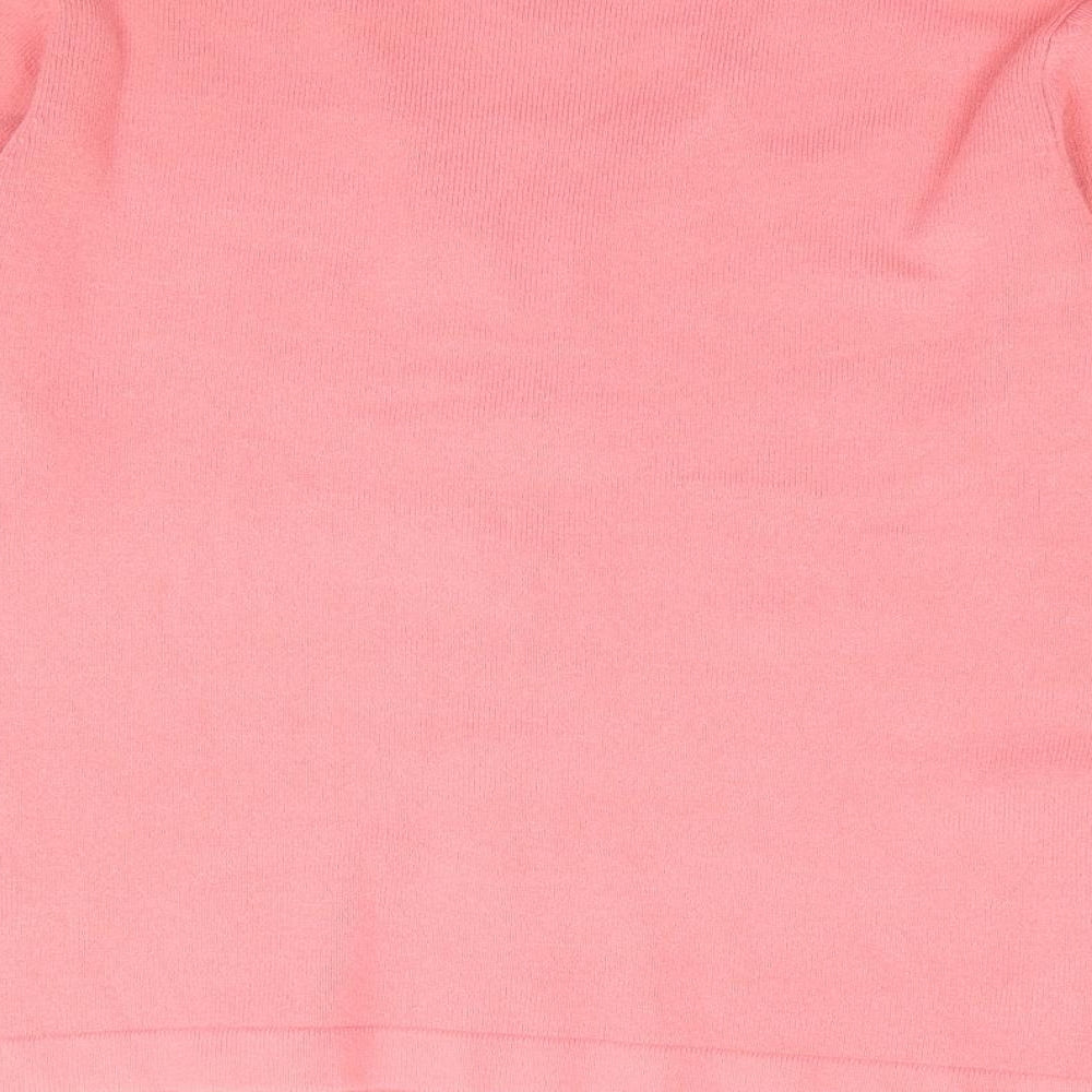 Ann Marie Womens Pink Square Neck  Acrylic Pullover Jumper Size M