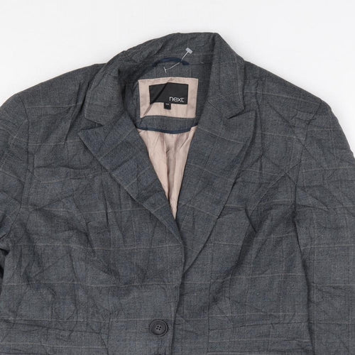 NEXT Womens Grey Check Polyester Jacket Suit Jacket Size 10