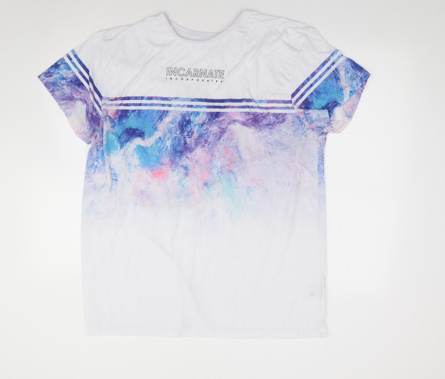 Primark Mens Ivory Geometric Polyester  T-Shirt Size 2XL Crew Neck