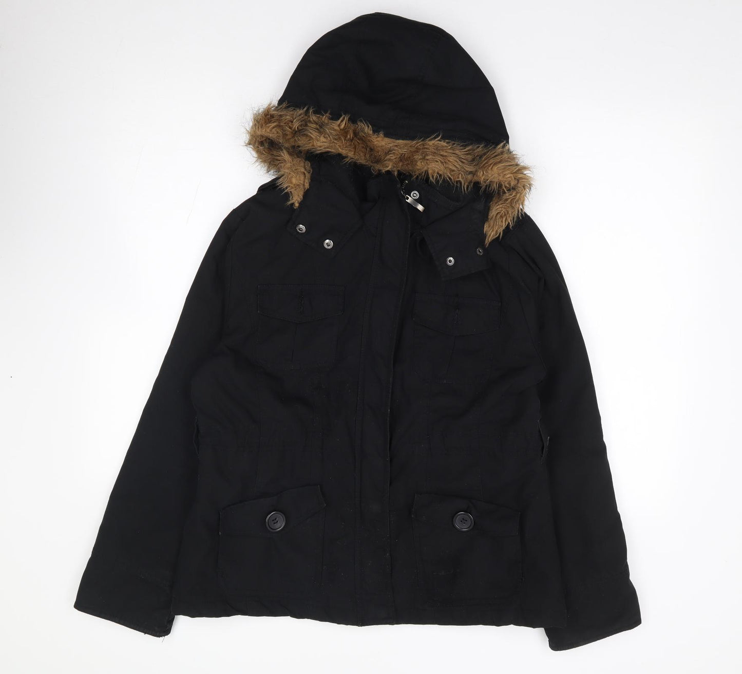 TG Womens Black   Parka Coat Size 12  Zip