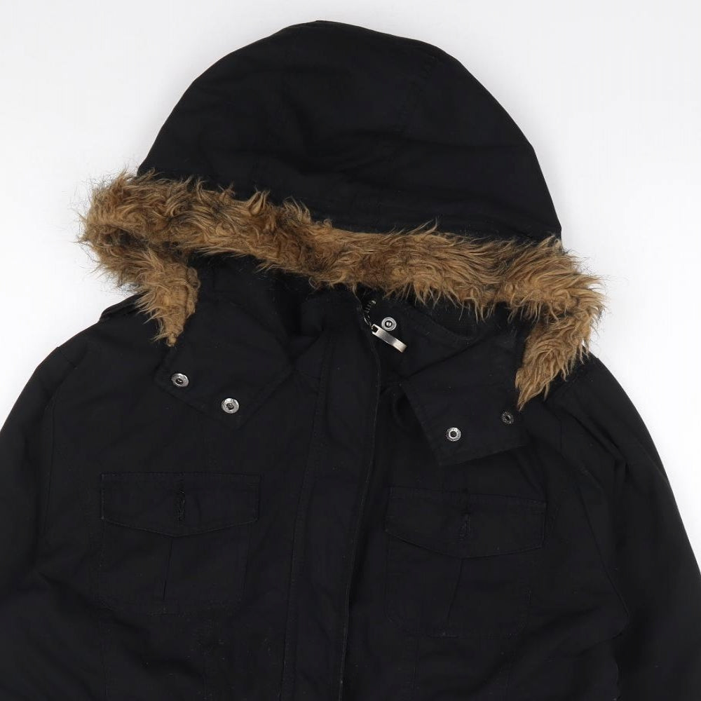TG Womens Black   Parka Coat Size 12  Zip