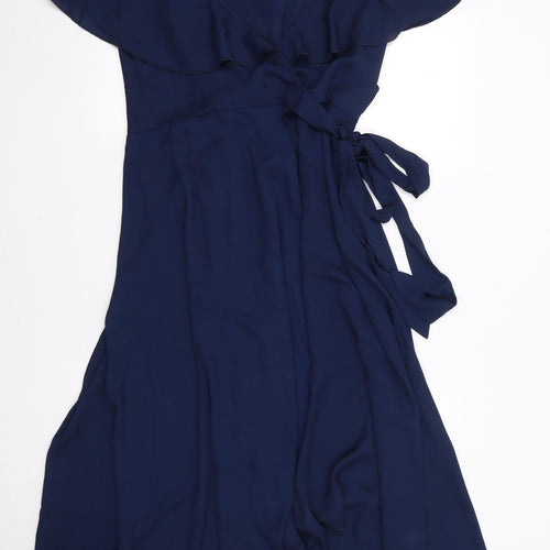 SheIn Womens Blue  Polyester Wrap Dress  Size 2XL  V-Neck