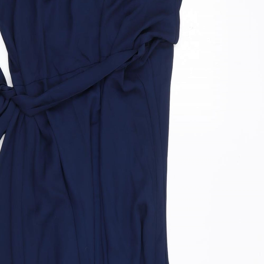 SheIn Womens Blue  Polyester Wrap Dress  Size 2XL  V-Neck