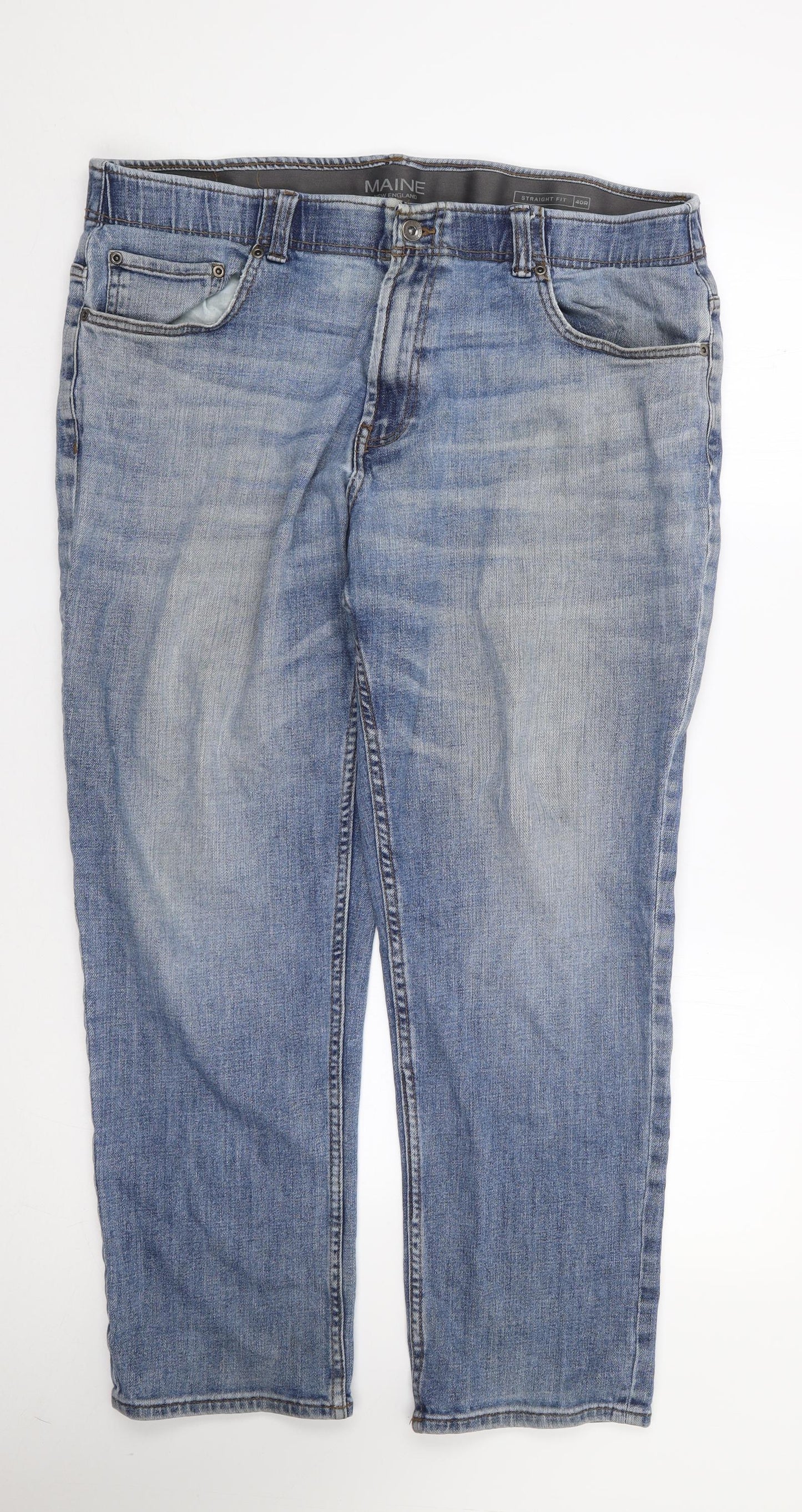 Maine Mens Blue  Cotton Straight Jeans Size 40 L31 in Regular Zip