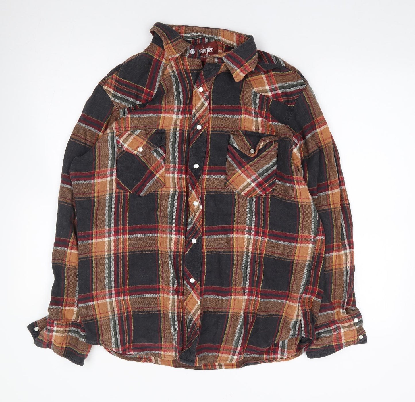 Wrangler Womens Multicoloured Plaid Cotton Jersey Button-Up Size L Collared