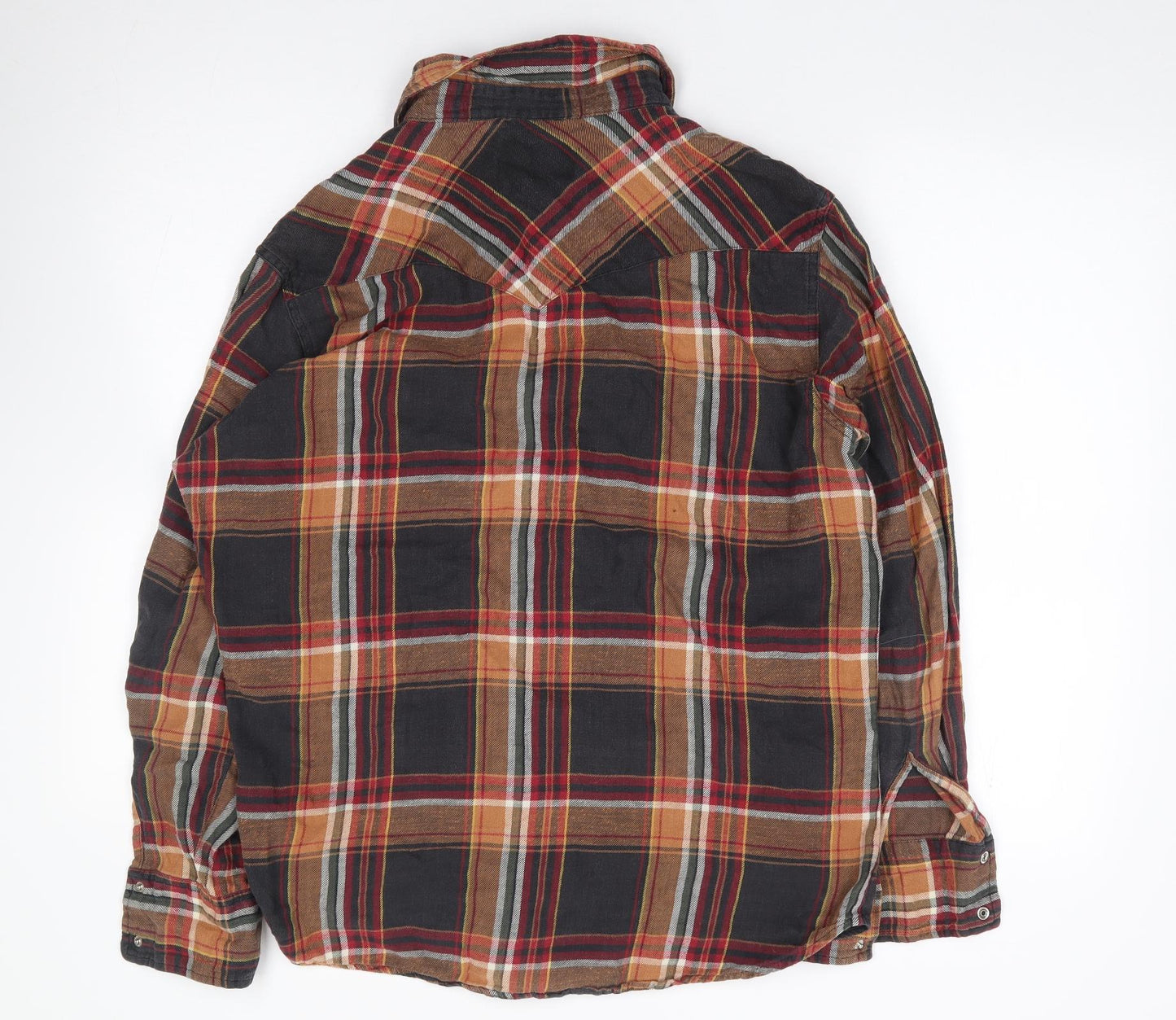 Wrangler Womens Multicoloured Plaid Cotton Jersey Button-Up Size L Collared