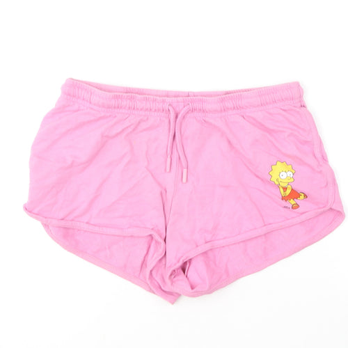 The Simpsons Womens Pink  Cotton Sweat Shorts Size 10 L6 in Regular  - Lisa Simpson