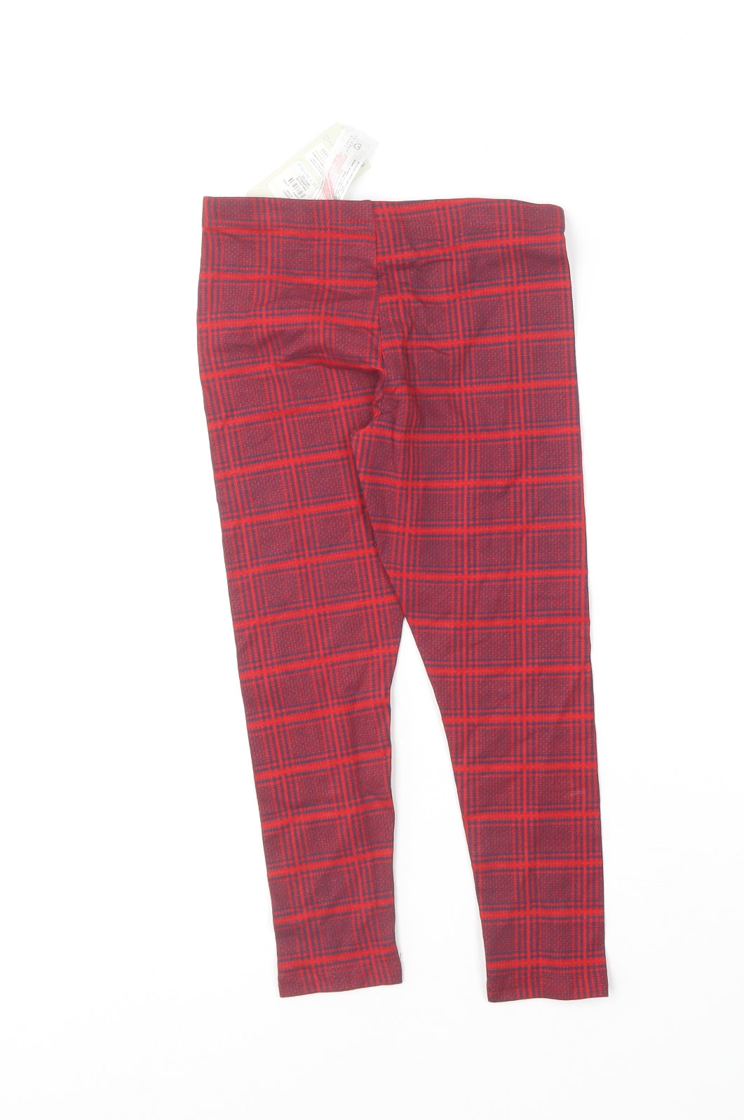 Primark Girls Red Plaid Cotton Jogger Trousers Size 5-6 Years  Regular