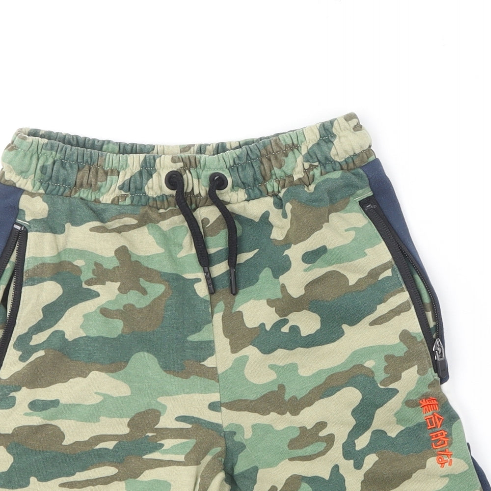 NEXT Boys Green Camouflage Cotton Sweat Shorts Size 7 Years  Regular