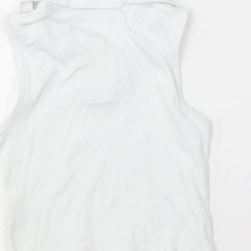 Matalan Girls White  Cotton Basic Tank Size 6 Years Collared
