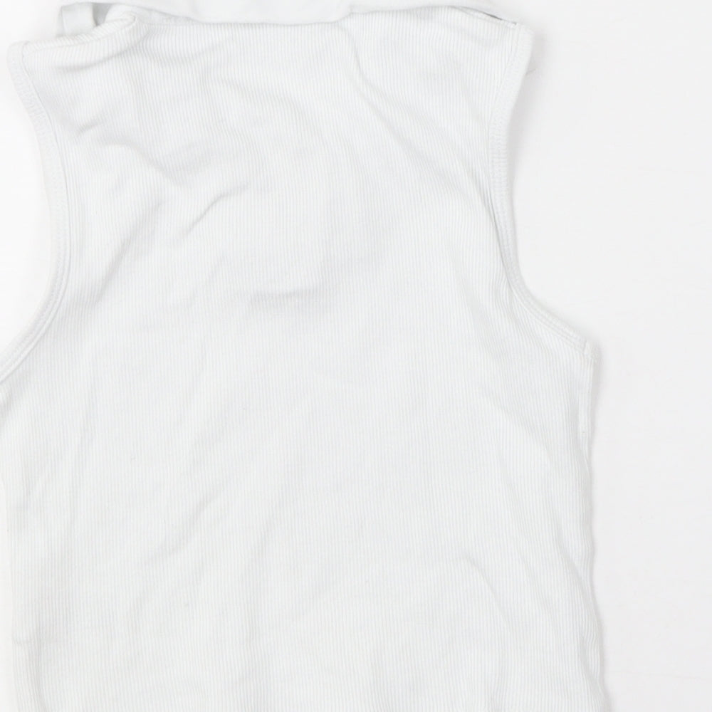 Matalan Girls White  Cotton Basic Tank Size 6 Years Collared