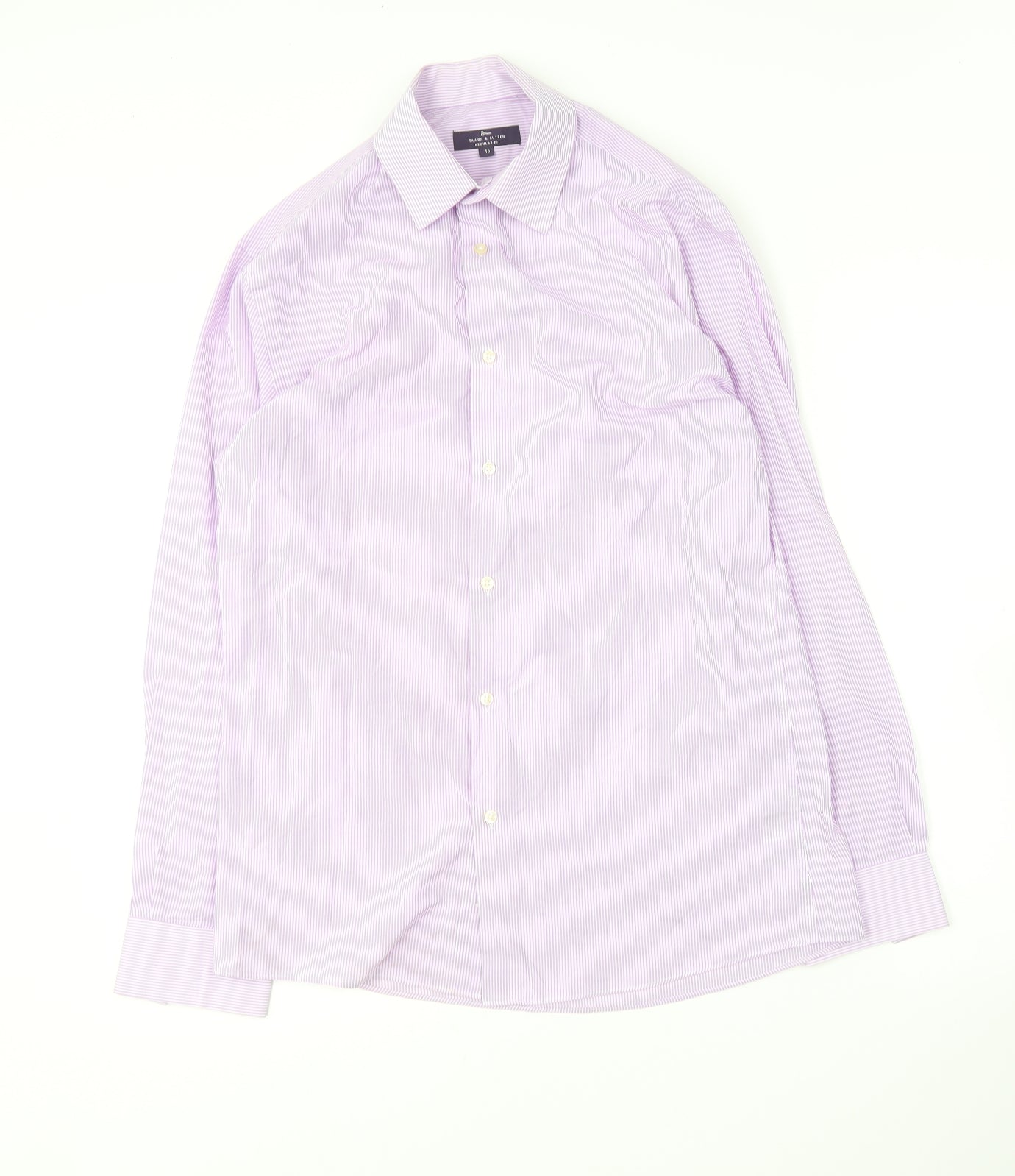 George Mens Pink Striped Polyester  Button-Up Size 15 Collared