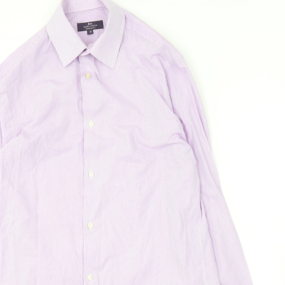 George Mens Pink Striped Polyester  Button-Up Size 15 Collared