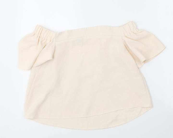 Topshop Womens Ivory Polyester Basic Blouse Size 6 Off the Shoulder
