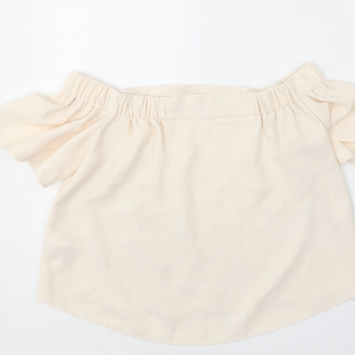 Topshop Womens Ivory  Polyester Basic Blouse Size 6 Off the Shoulder