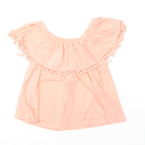 Atmosphere Womens Pink  Polyester Basic T-Shirt Size 8 Off the Shoulder