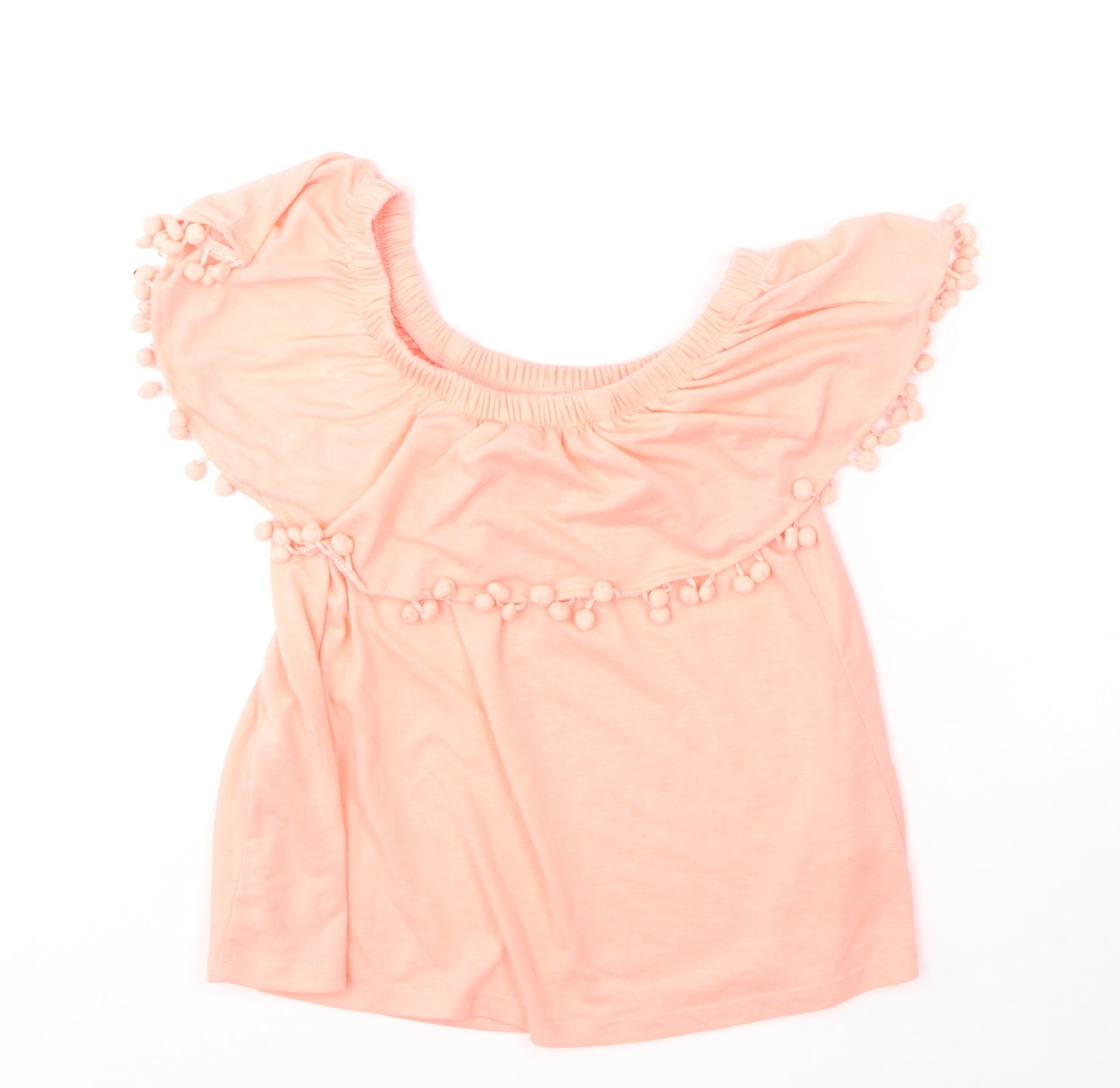 Atmosphere Womens Pink  Polyester Basic T-Shirt Size 8 Off the Shoulder