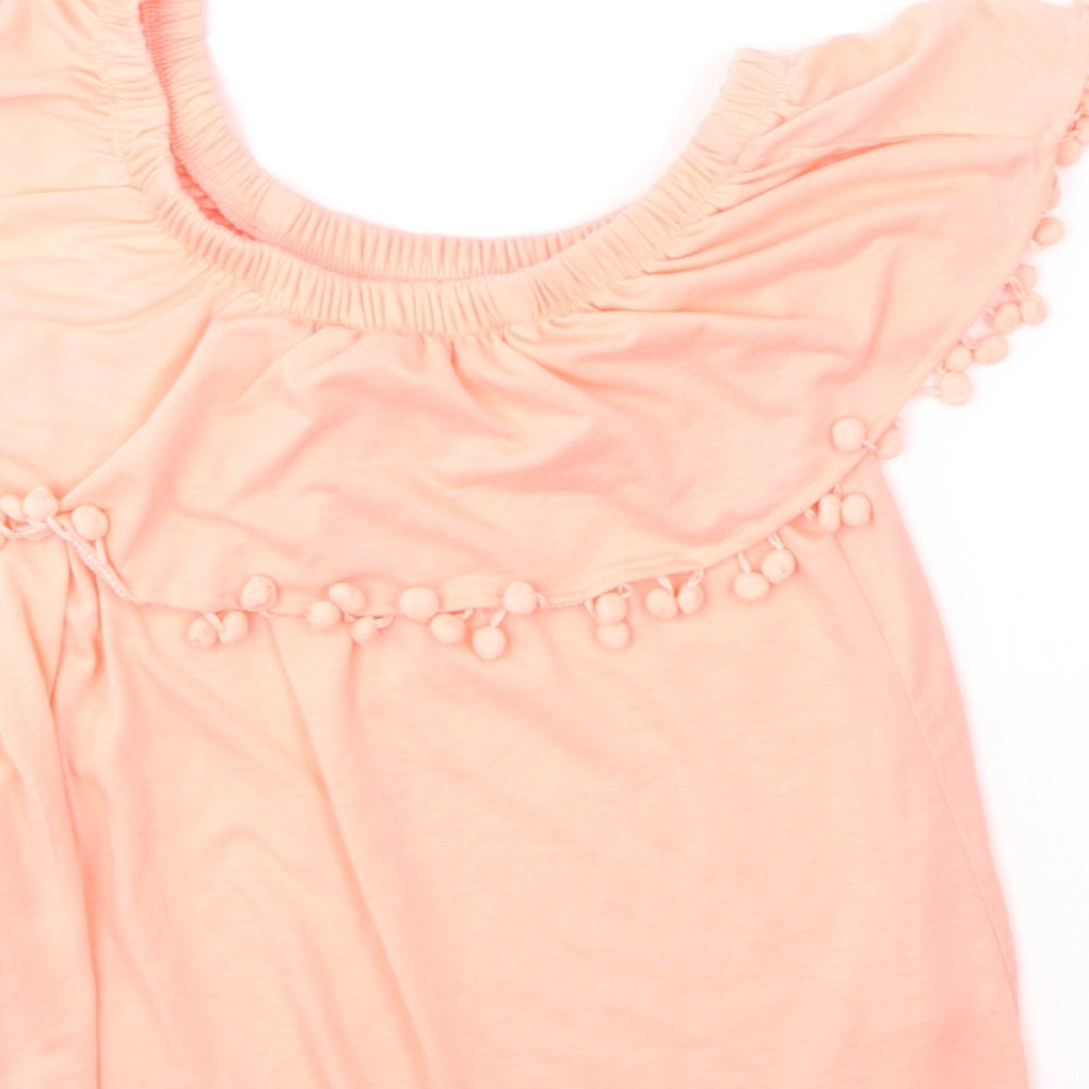 Atmosphere Womens Pink  Polyester Basic T-Shirt Size 8 Off the Shoulder