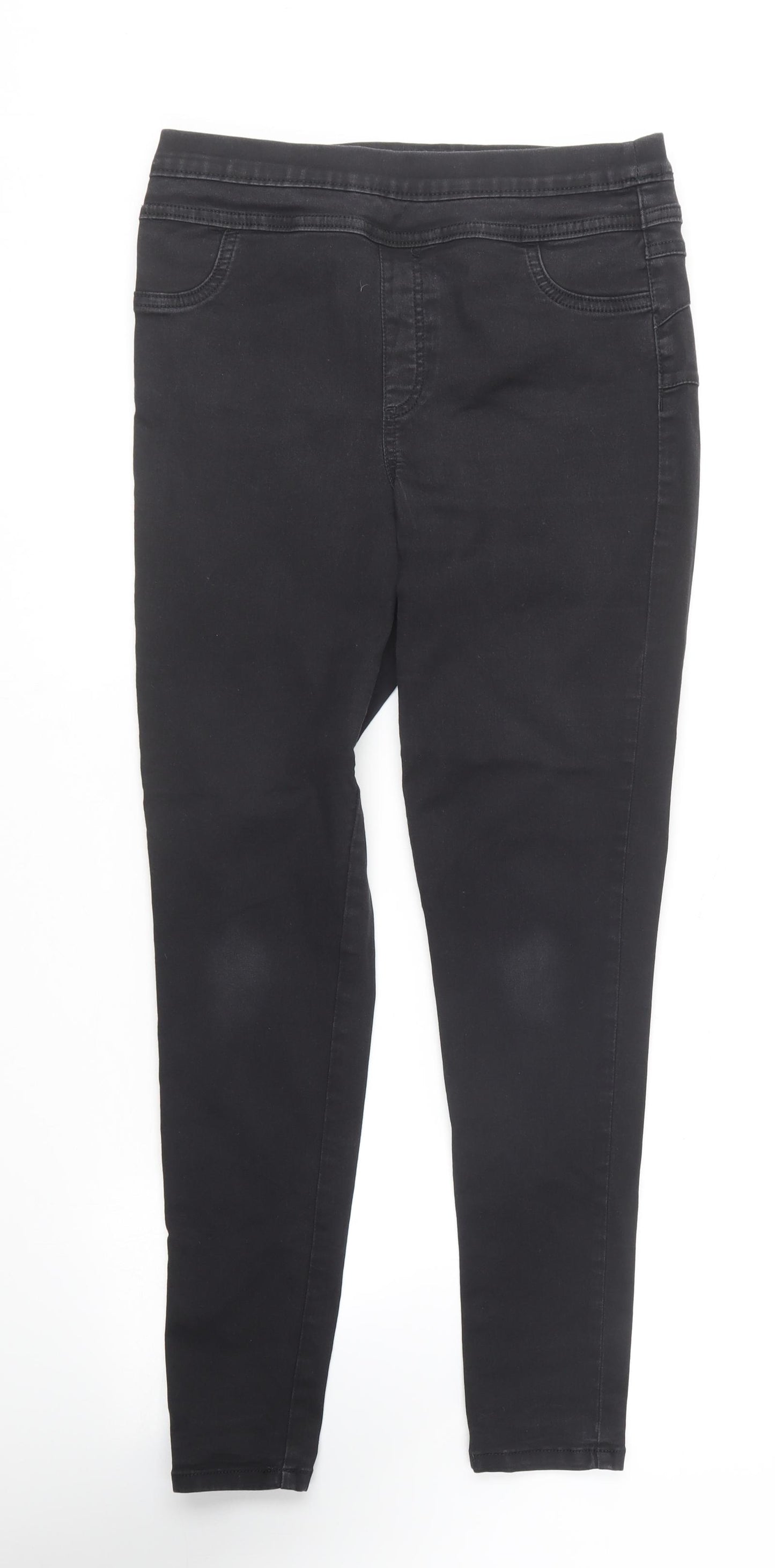 F&F Womens Black  Cotton Jegging Trousers Size 12 L27 in Regular