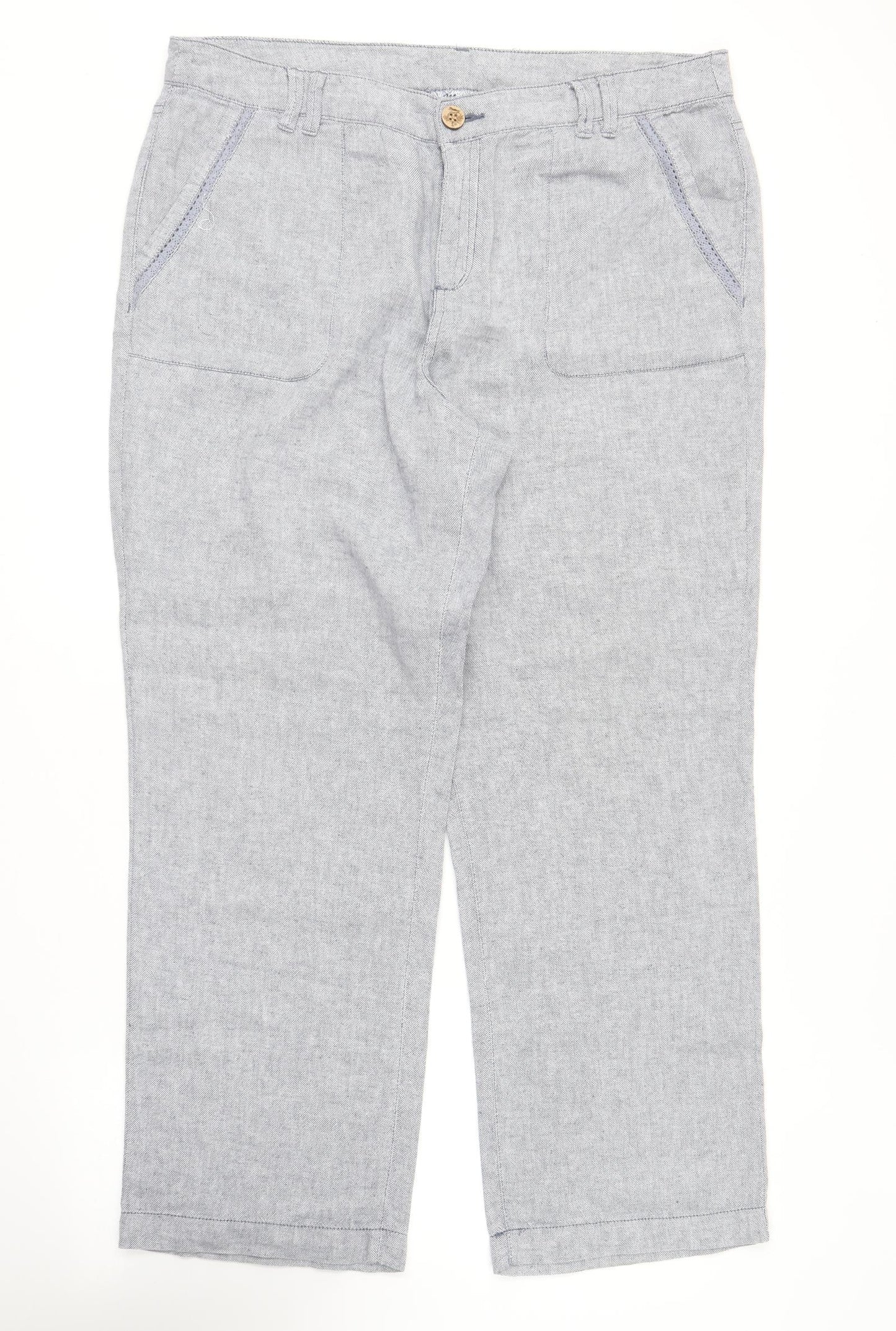 MANTARAY PRODUCTS Womens Blue  Linen Trousers  Size 16 L28 in Regular