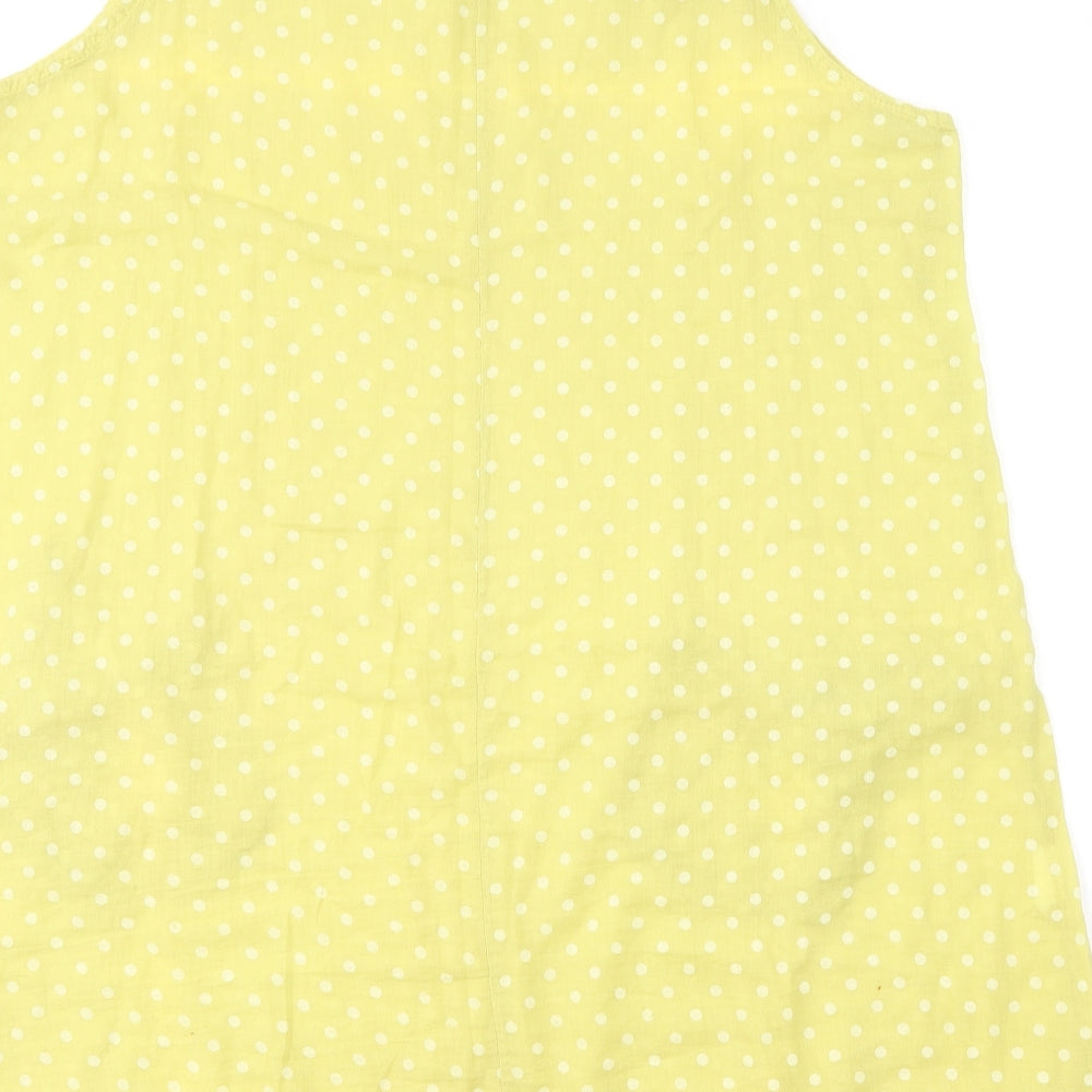Made in Italy Womens Yellow Polka Dot Cotton Basic Blouse Size 16 Round Neck