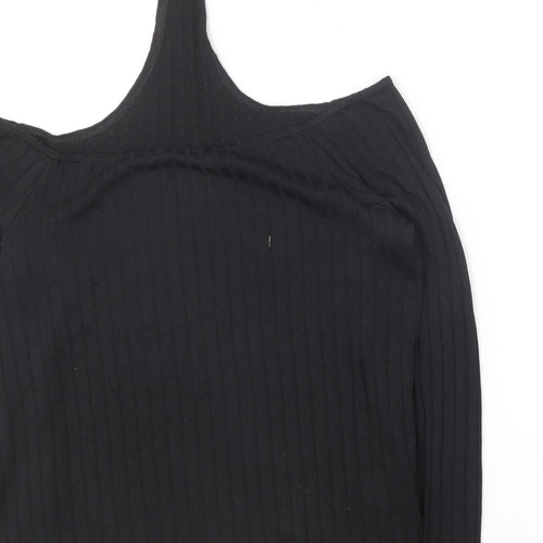 Divided Womens Black  Polyester Basic T-Shirt Size L Halter