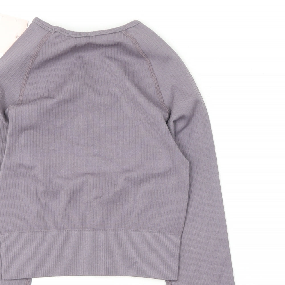 Missguided Womens Purple  Polyamide Basic T-Shirt Size M Round Neck