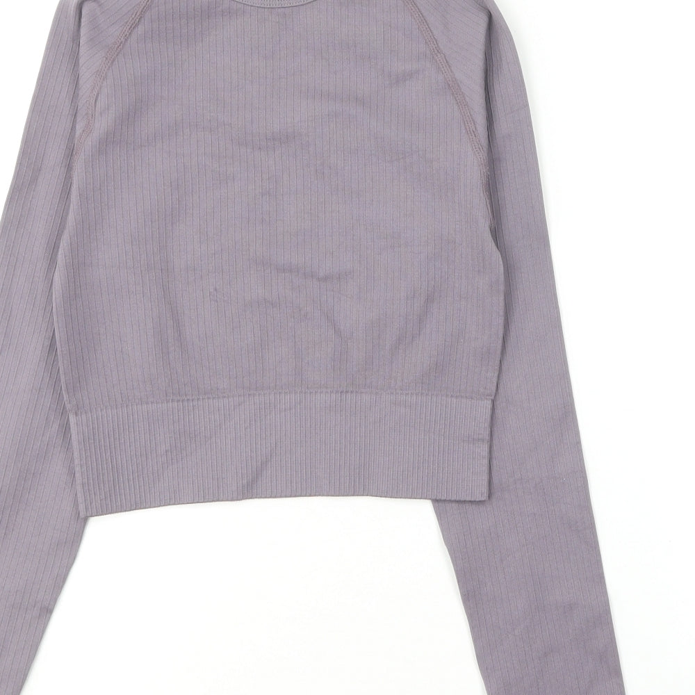Missguided Womens Purple  Polyamide Basic T-Shirt Size M Round Neck