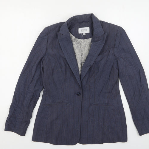 NEXT Womens Blue Striped Polyester Jacket Suit Jacket Size 10