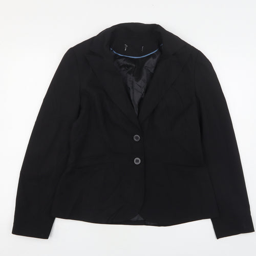 Preworn Womens Black  Polyester Jacket Suit Jacket Size 14