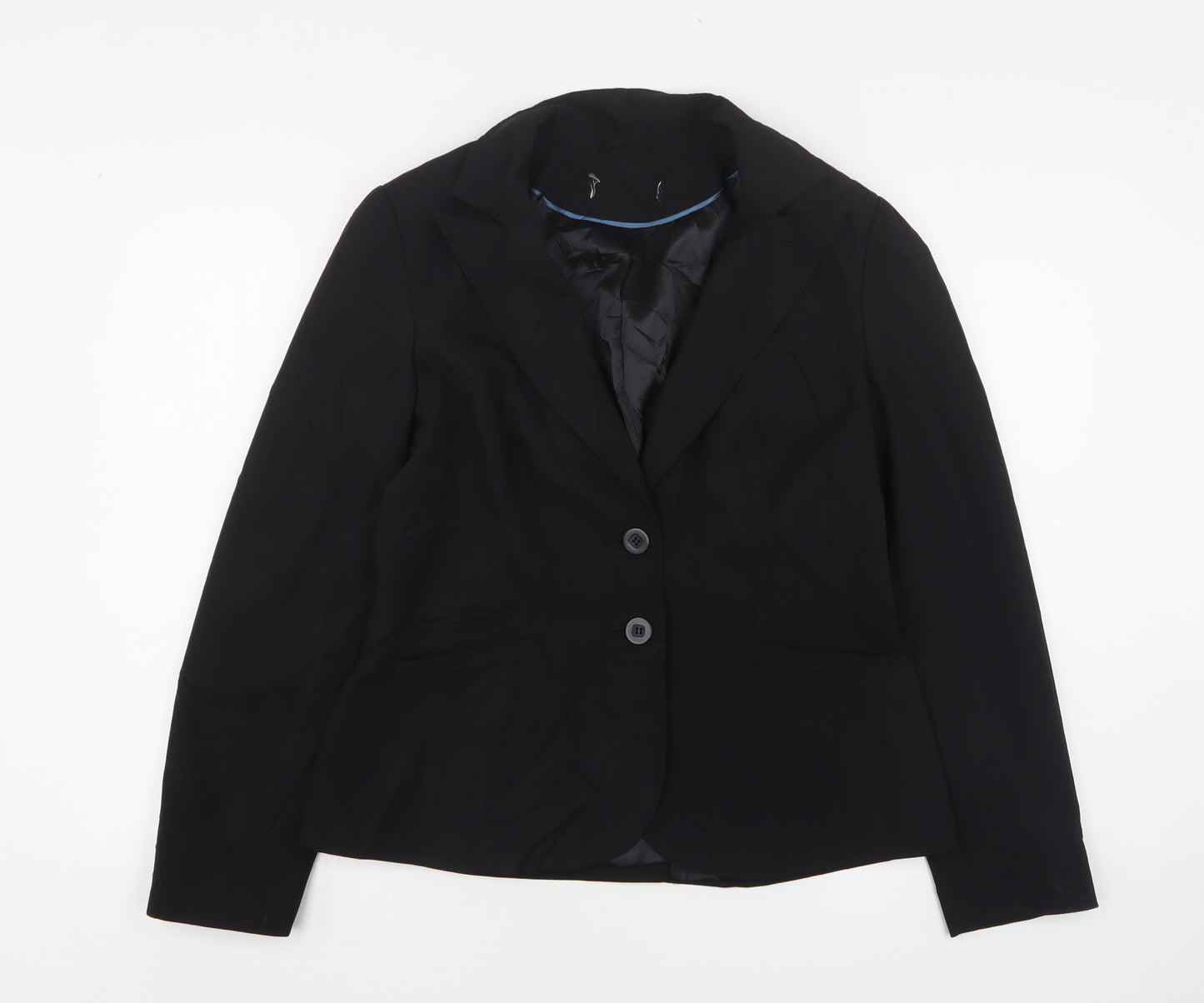 Preworn Womens Black  Polyester Jacket Suit Jacket Size 14