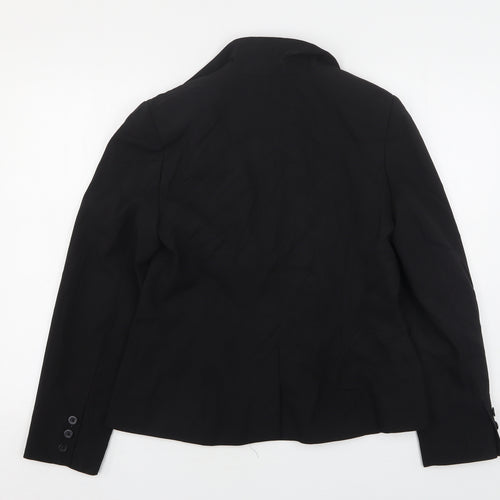 Preworn Womens Black  Polyester Jacket Suit Jacket Size 14