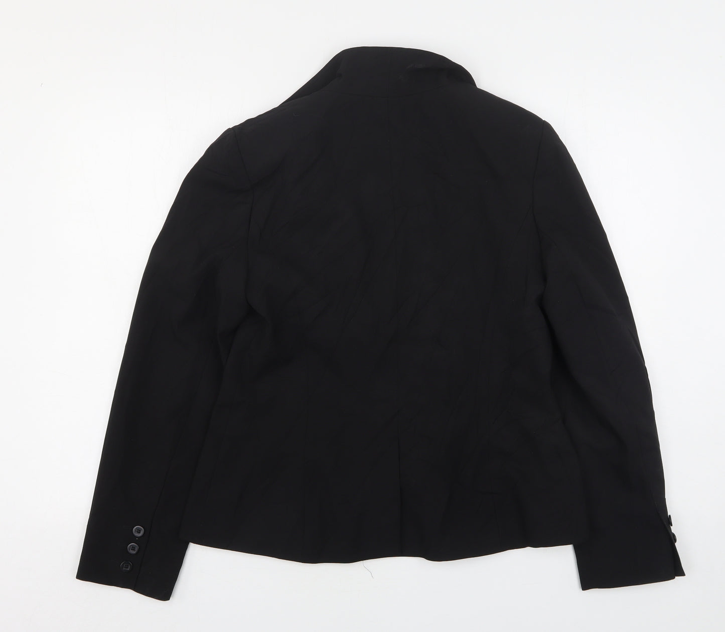 Preworn Womens Black  Polyester Jacket Suit Jacket Size 14