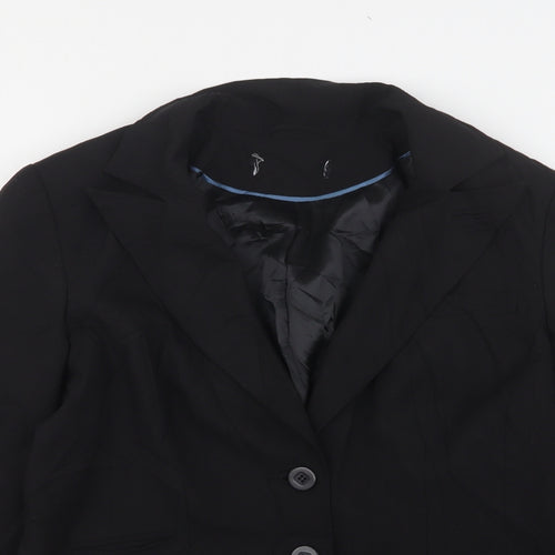 Preworn Womens Black  Polyester Jacket Suit Jacket Size 14