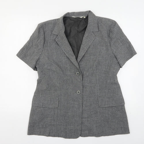 Prima Womens Grey Striped Polyester Jacket Suit Jacket Size 16