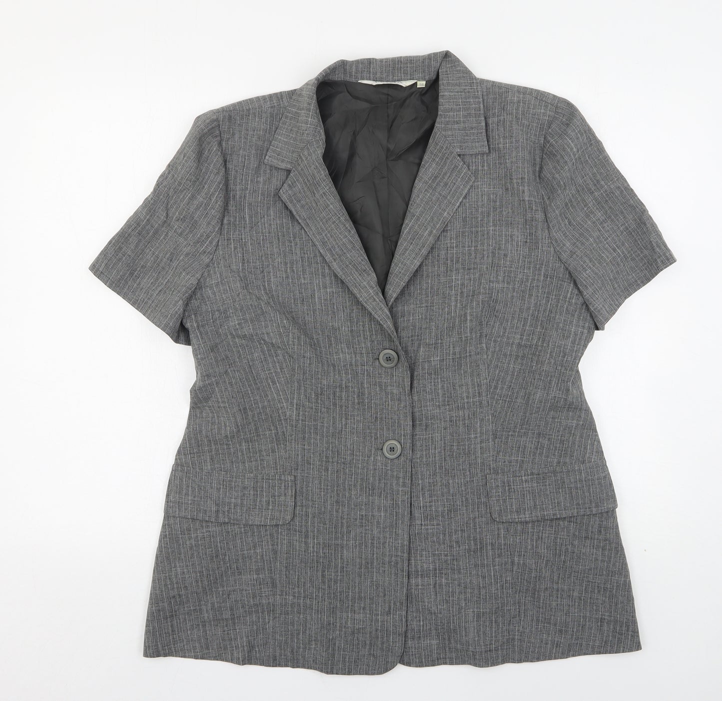 Prima Womens Grey Striped Polyester Jacket Suit Jacket Size 16