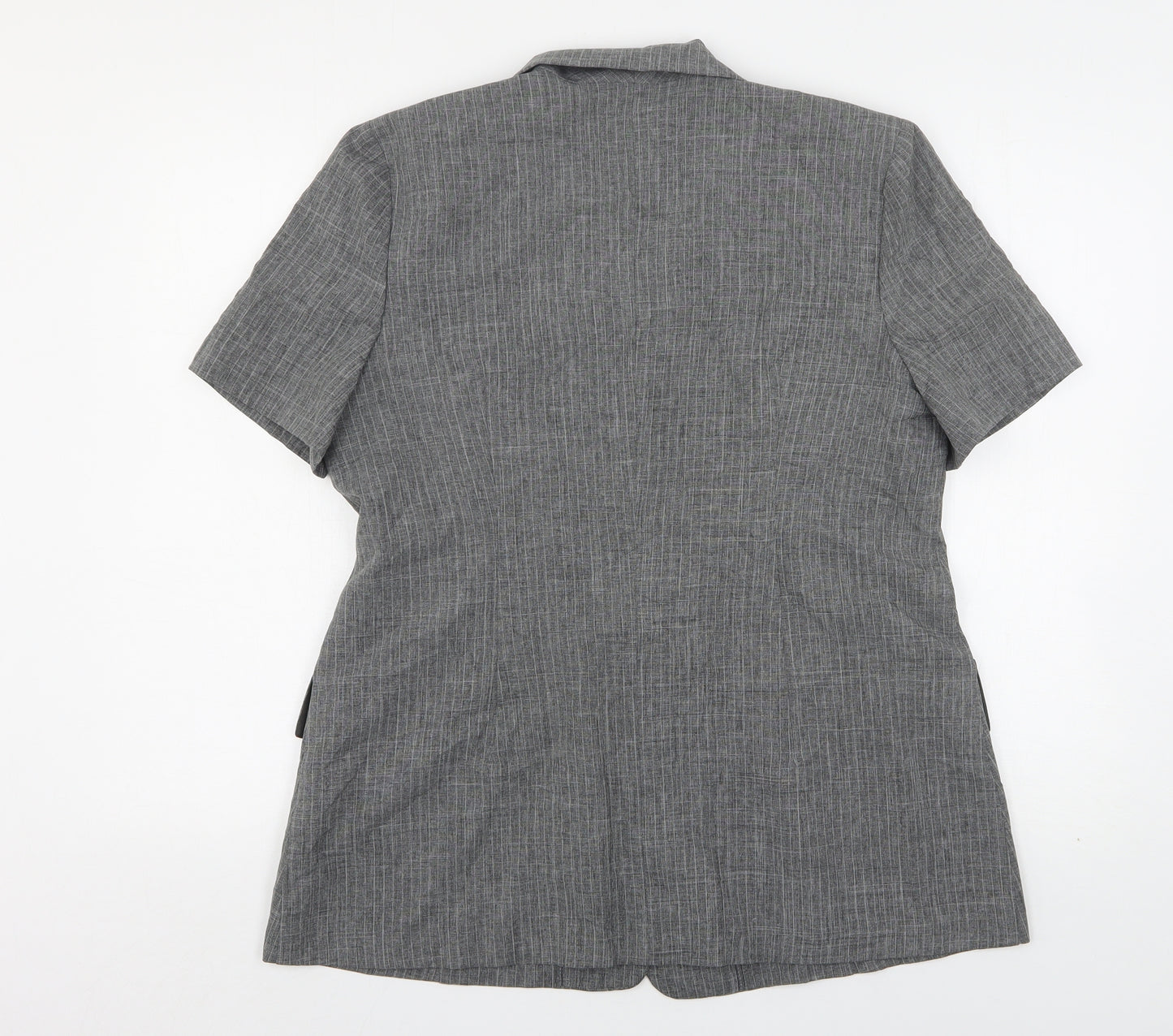 Prima Womens Grey Striped Polyester Jacket Suit Jacket Size 16