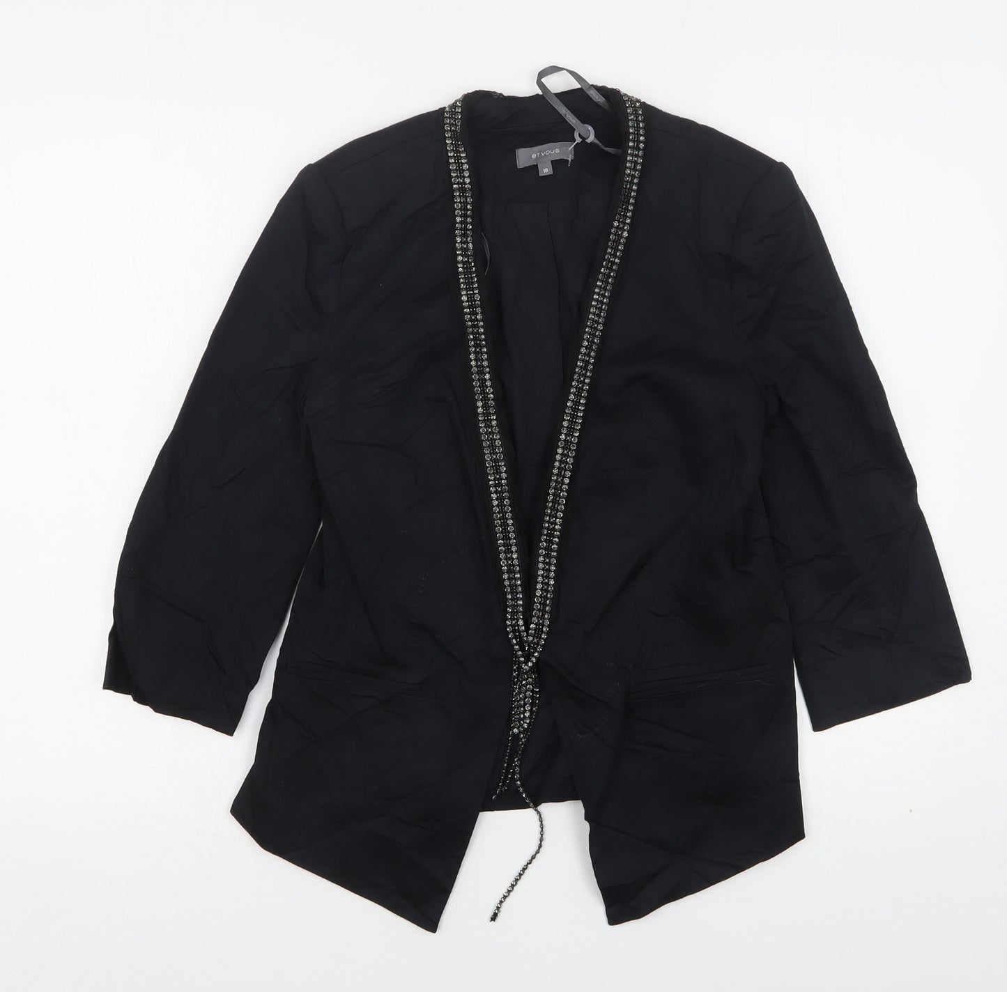 Et Vous Womens Black  Cotton Jacket Blazer Size 10