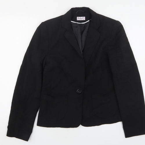 Select Womens Black  Polyester Jacket Suit Jacket Size 12