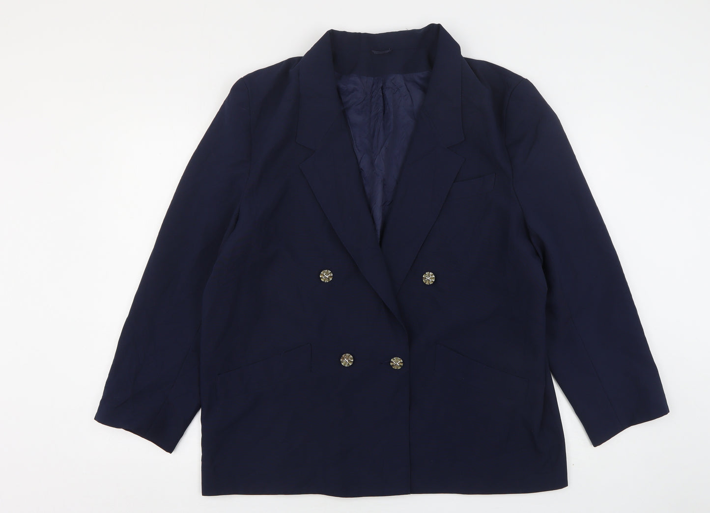 Preworn Womens Blue  Polyester Jacket Suit Jacket Size 18