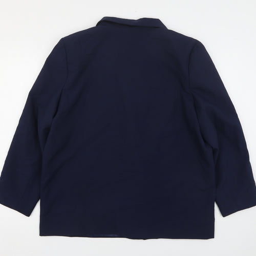 Preworn Womens Blue  Polyester Jacket Suit Jacket Size 18