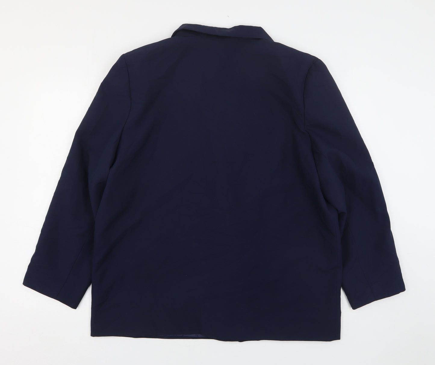 Preworn Womens Blue  Polyester Jacket Suit Jacket Size 18