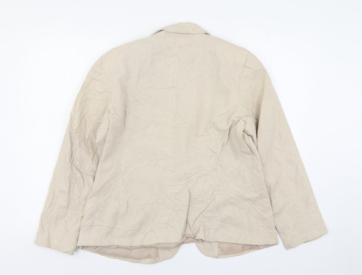 Classics Womens Beige  Linen Jacket Blazer Size 16
