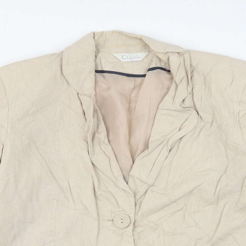 Classics Womens Beige  Linen Jacket Blazer Size 16
