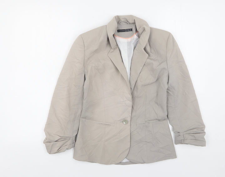 Atmosphere Womens Beige Polyester Jacket Suit Jacket Size 6