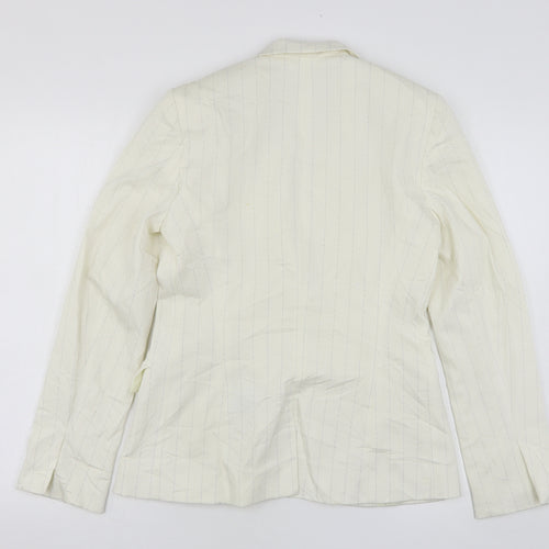 Bay Womens Beige Striped Polyester Jacket Suit Jacket Size 12