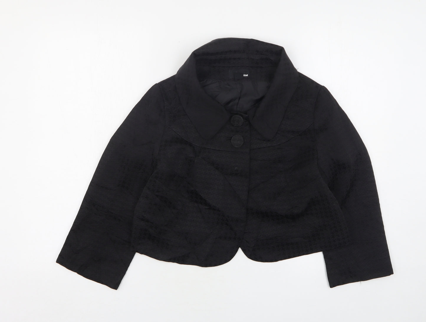 H&M Womens Black Houndstooth  Jacket  Size 8
